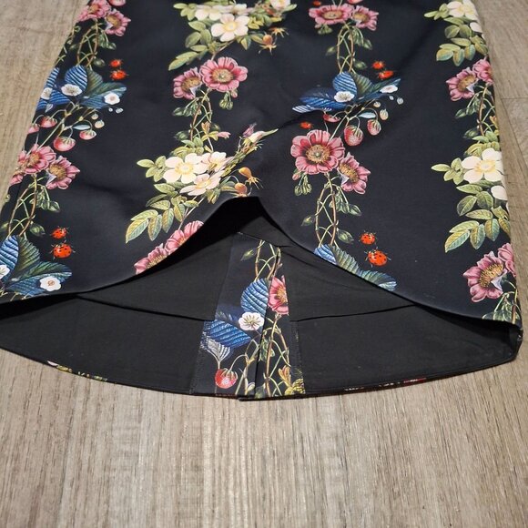 Ted Baker London Botanical Size 3 Ladybug Print Pencil Skirt With Asymmetric Hem - Picture 6 of 8
